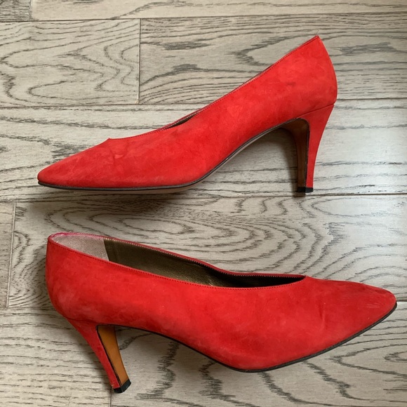 yves saint laurent / red suede pumps - Picture 5 of 9